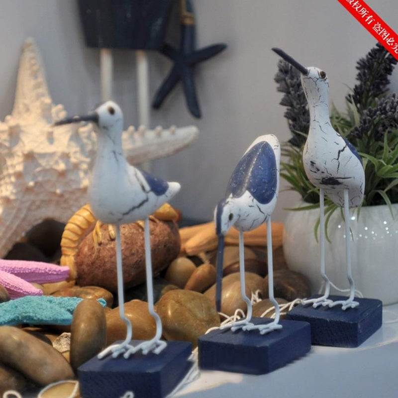 EXCEART 3pcs Wooden Seagull Figurine Nautical Decorations Ornaments Mediterranean Style Coastal Beach Room Garden Decoration for Living Room Bedroom - Image 5